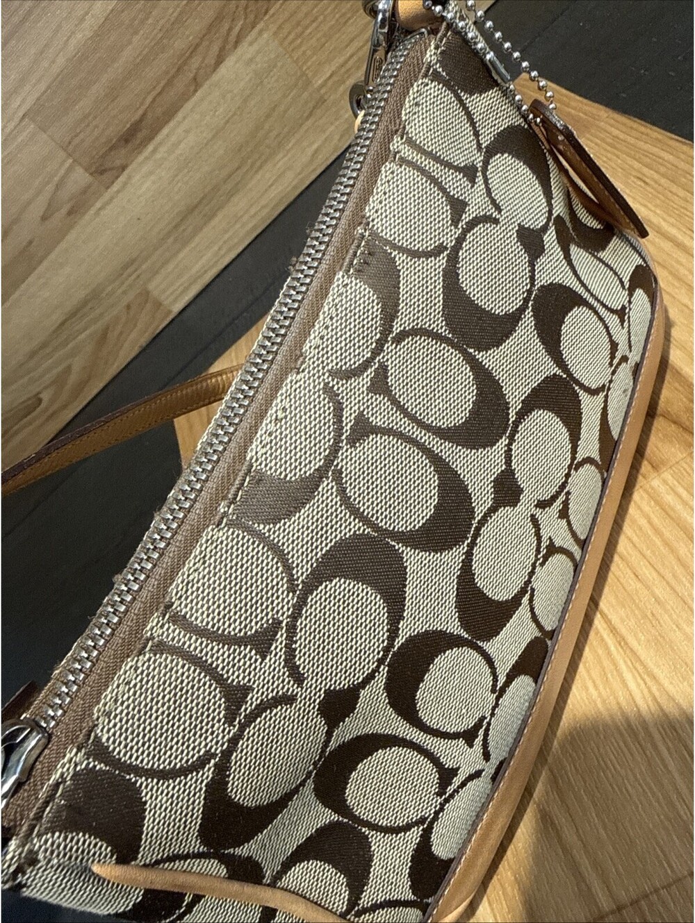 Coach Signature Demi Pouch 6094 Y2K 2002 Jacquard Lea… - Gem